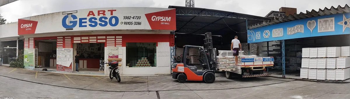 Fachada da Art Gesso em Guarujá - Loja de materiais para drywall, gesso e decoração na Baixada Santista